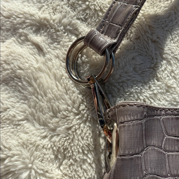 Crocodile Embossed Faux Leather Shoulder Bag Taupe Neutral | Textured Chic | - Picture 4 of 5